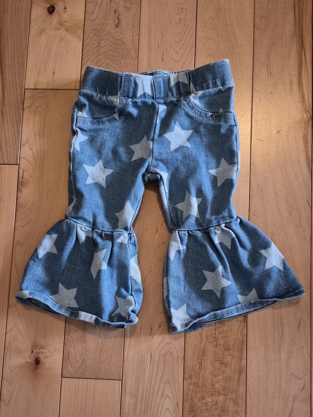 Girls Size 6-9m Wrangler Star Print Denim Bell Bottom Pants
